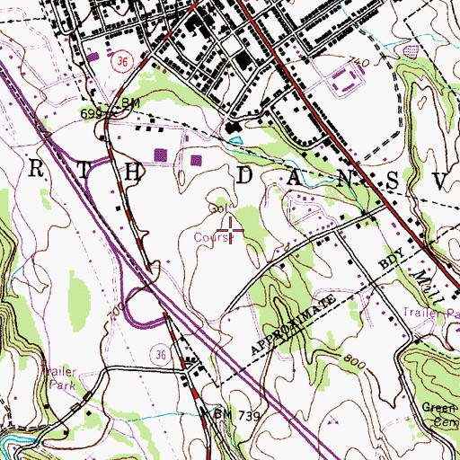 Topographic Map of Brae Burn Golf Course, NY