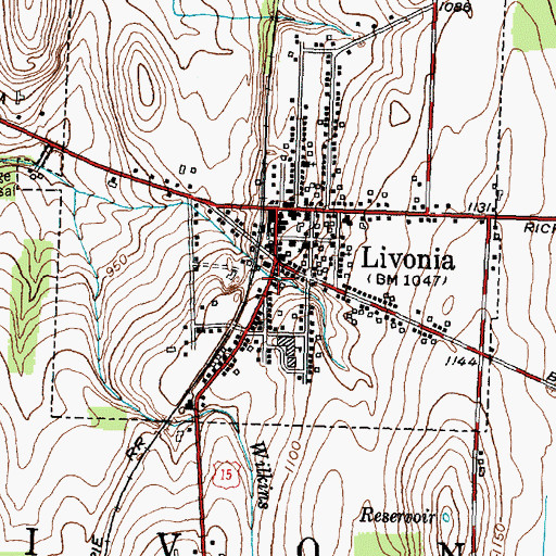 Topographic Map of Livonia Town Hall, NY