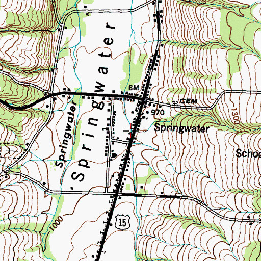 Topographic Map of Springwater Town Hall, NY