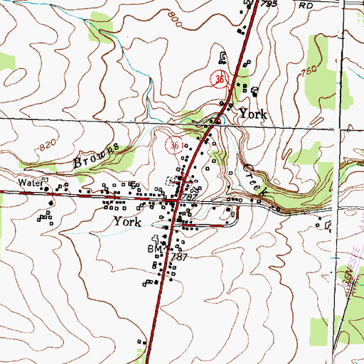 Topographic Map of York Town Hall, NY