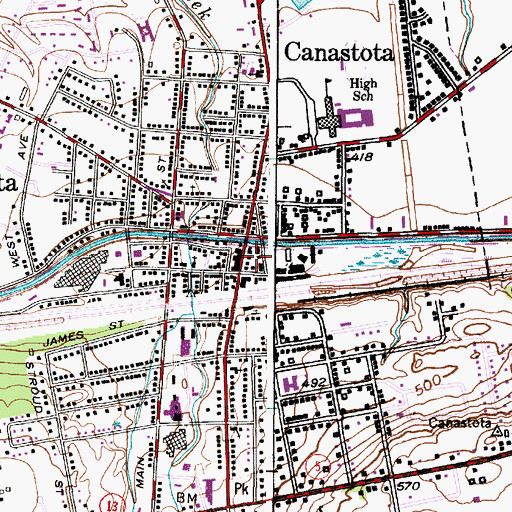 Topographic Map of Canastota Post Office, NY