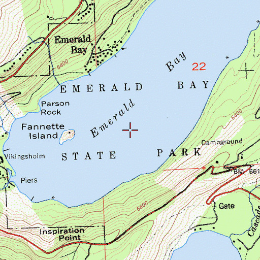 Topographic Map of Emerald Bay State Park, CA