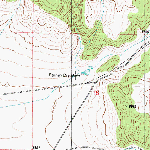 Topographic Map of Barney Dry Dam, AZ