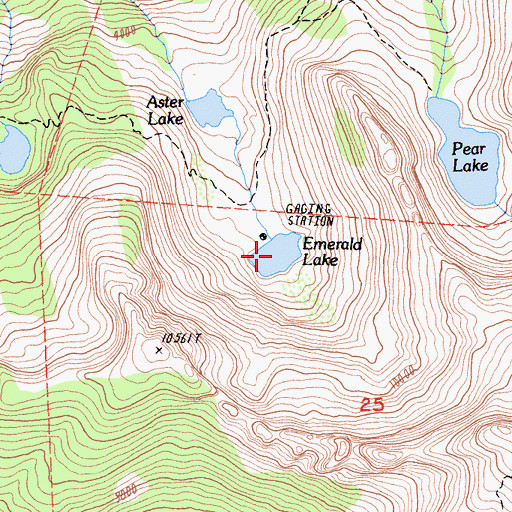 Topographic Map of Emerald Lake, CA