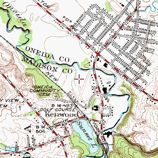 Topographic Map of Oneida Community Golf Club, NY
