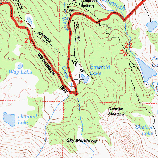 Topographic Map of Emerald Lake, CA