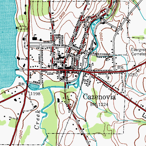 Topographic Map of Cazenovia Public Library, NY