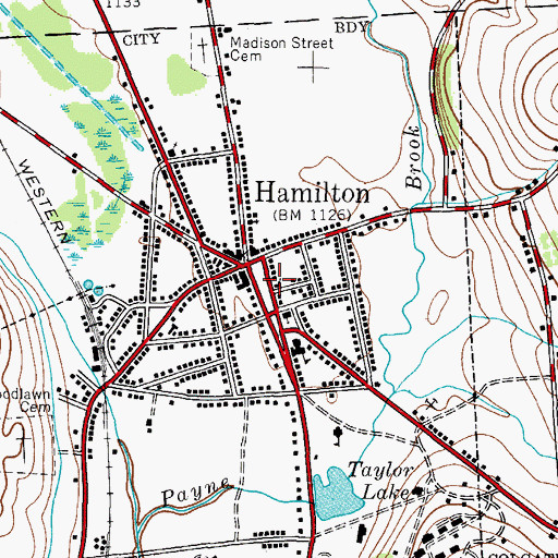 Topographic Map of Hamilton Public Library, NY