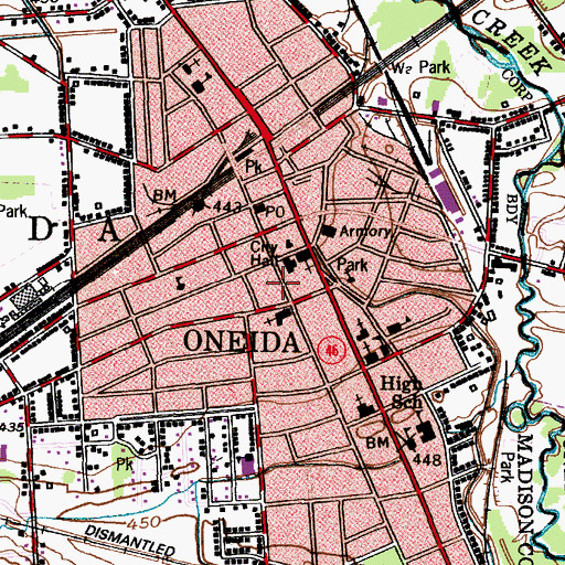 Topographic Map of Oneida Public Library, NY