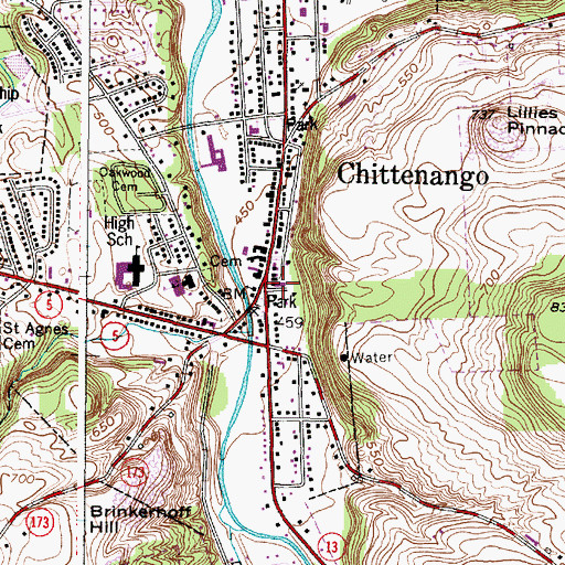 Topographic Map of Sullivan Free Library Chittenango Branch, NY