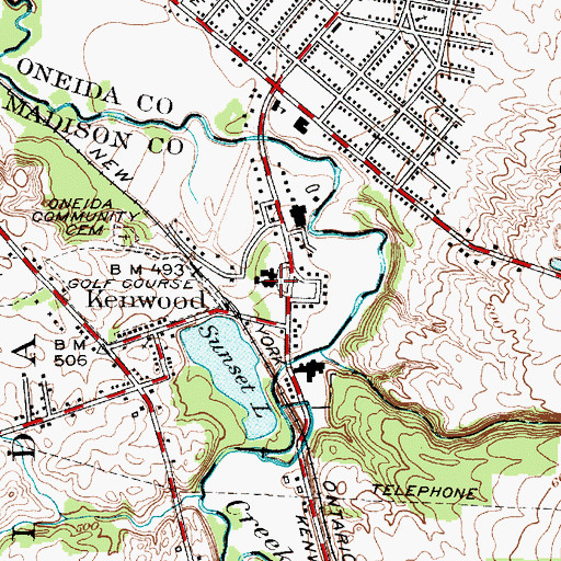 Topographic Map of Oneida Community Mansion House, NY