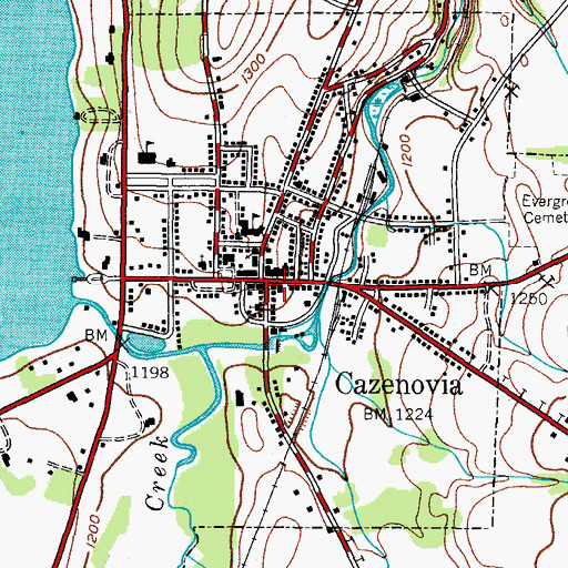 Topographic Map of Cazenovia Village Hall, NY