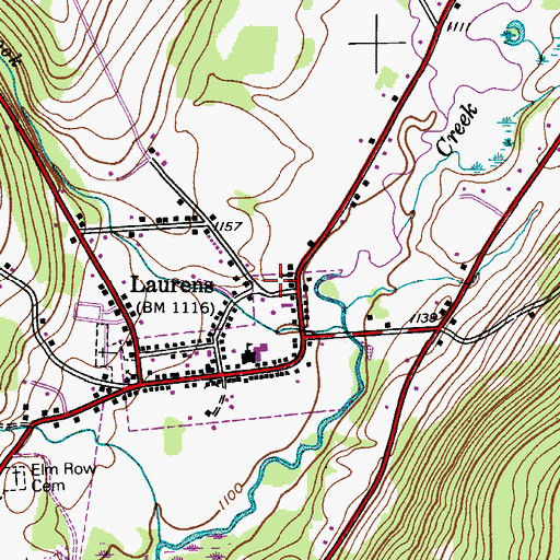 Topographic Map of Laurens Post Office, NY