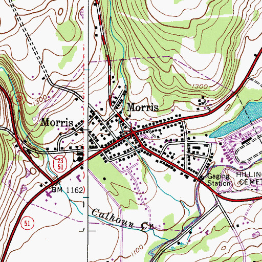 Topographic Map of Morris Post Office, NY