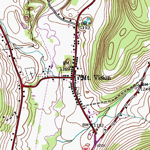 Topographic Map of Mount Vision Post Office, NY