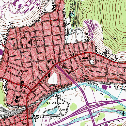 Topographic Map of Oneonta Post Office, NY