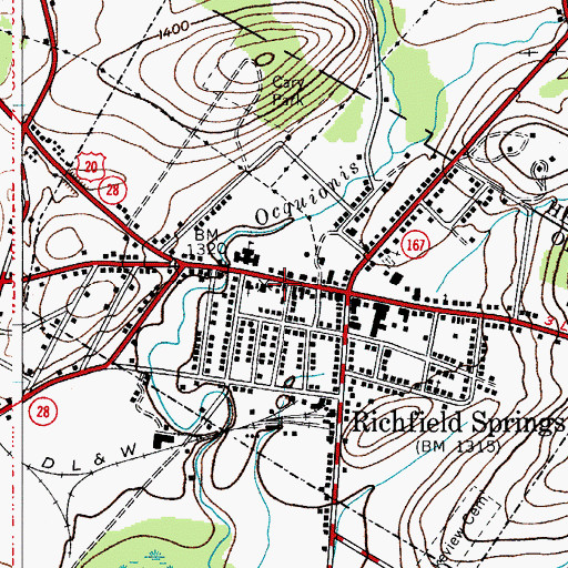 Topographic Map of Richfield Springs Post Office, NY