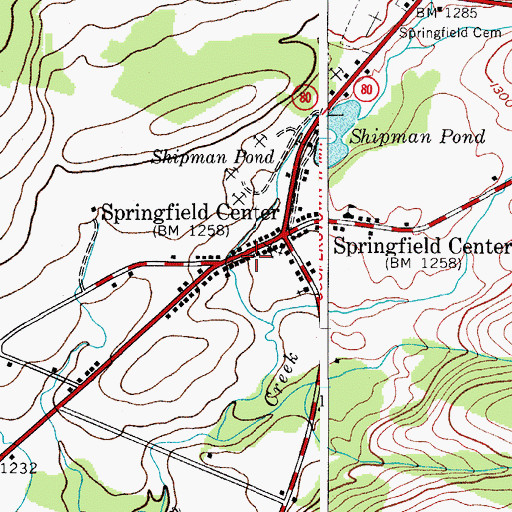 Topographic Map of Springfield Center Post Office, NY