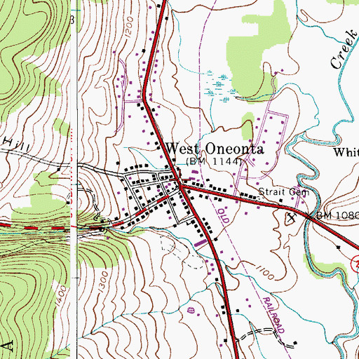 Topographic Map of West Oneonta Post Office, NY