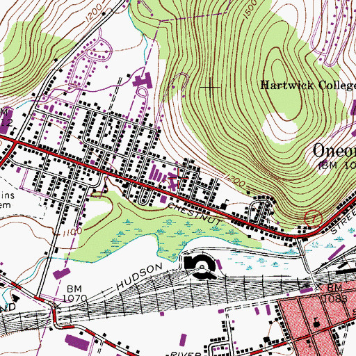 Topographic Map of Oneonta Nursing and Rehabilitation Center, NY