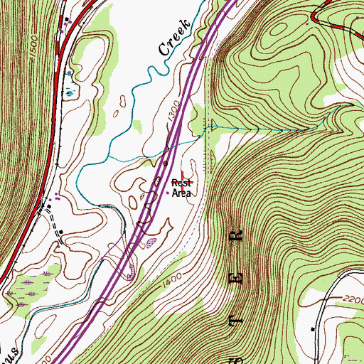 Topographic Map of Worcester Eastbound Rest Area, NY