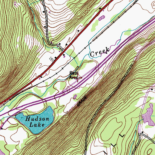 Topographic Map of Worcester Westbound Rest Area, NY