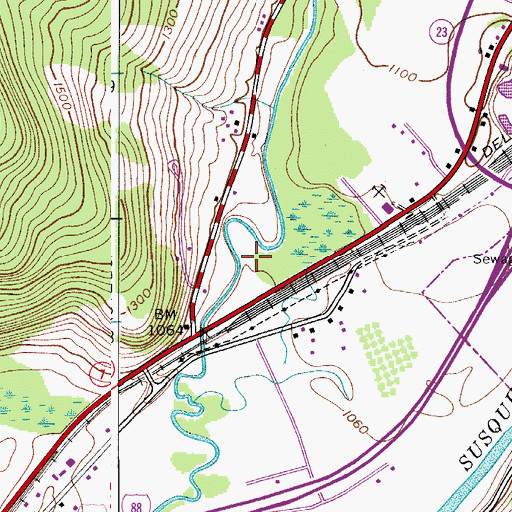 Topographic Map of Susquehanna Trail Campsites, NY