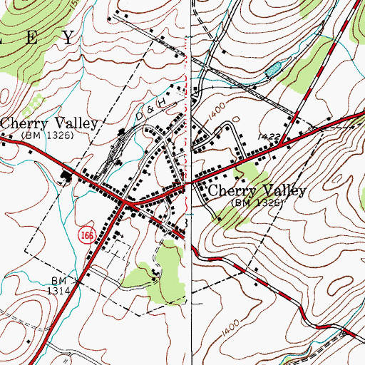 Topographic Map of Cherry Valley Memorial Library, NY