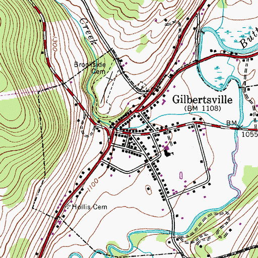 Topographic Map of Gilbertsville Free Library, NY