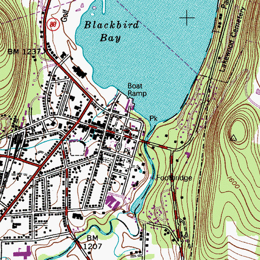 Topographic Map of Village Library of Cooperstown, NY