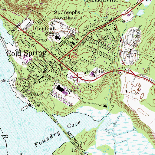 Topographic Map of Cold Spring Post Office, NY