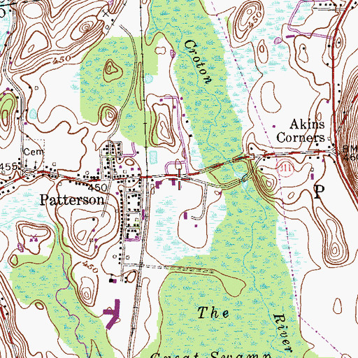 Topographic Map of Patterson Library, NY