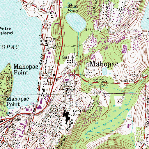 Topographic Map of Carmel Town Hall, NY