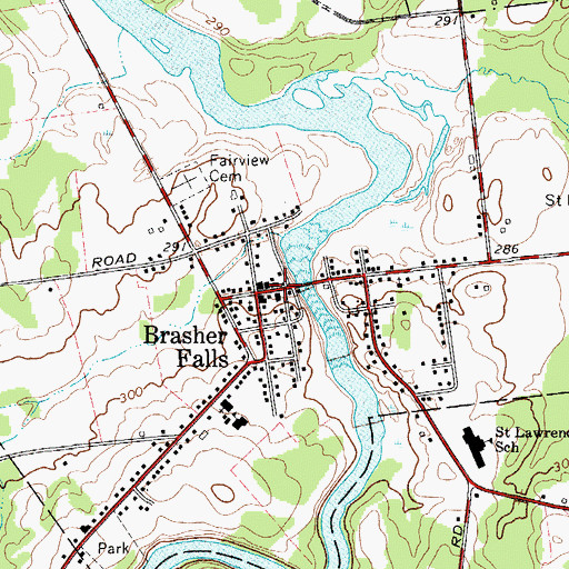 Topographic Map of Brasher Falls Post Office, NY