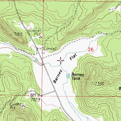 Topographic Map of Barney Flat, AZ