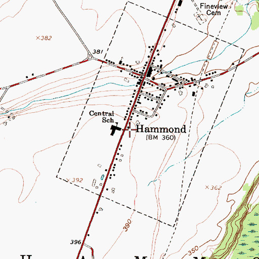 Topographic Map of Hammond Post Office, NY