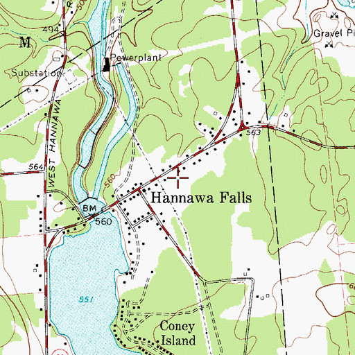 Topographic Map of Hannawa Falls Post Office, NY