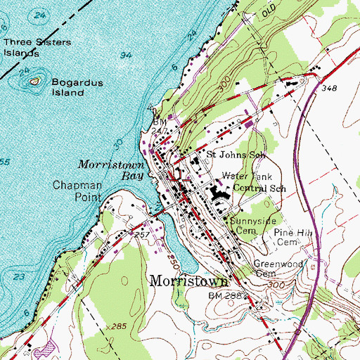 Topographic Map of Morristown Post Office, NY