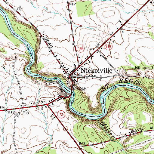 Topographic Map of Nicholville Post Office, NY