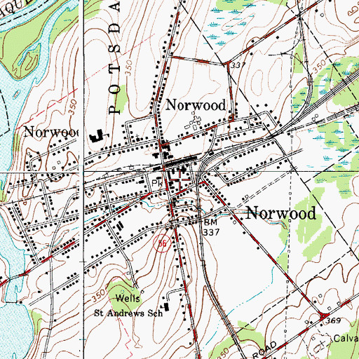Topographic Map of Norwood Post Office, NY