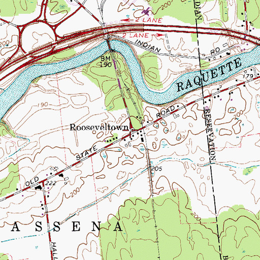 Topographic Map of Rooseveltown Post Office, NY
