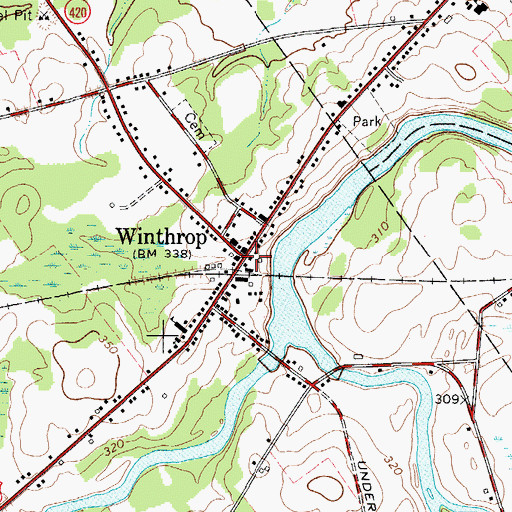 Topographic Map of Winthrop Post Office, NY