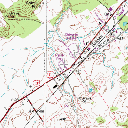 Topographic Map of Shady Acres Mobile Home Park, NY