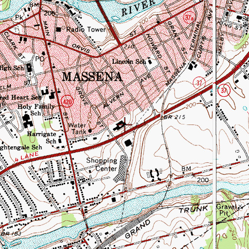 Topographic Map of Saint Regis Nursing Home, NY