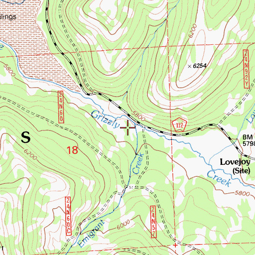 Topographic Map of Emigrant Creek, CA
