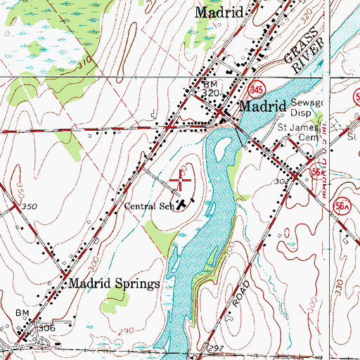 Topographic Map of Madrid Golf Club, NY