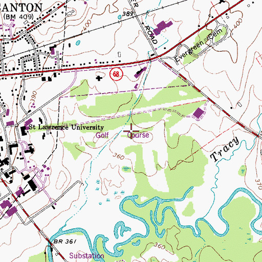 Topographic Map of Oliver D Appleton Golf Course, NY