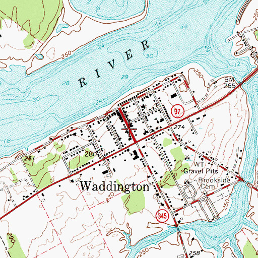 Topographic Map of Waddington Hepburn Library, NY