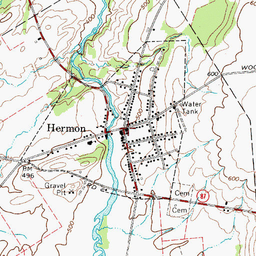 Topographic Map of Hepburn Library of Hermon, NY