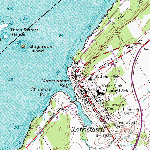 Topographic Map of Morristown Public Library, NY